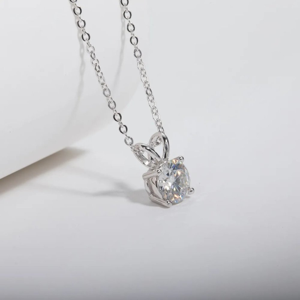 Certified 1ct. t.w. Moissanite Diamond Solitaire 4 Prone Pendant Necklace NEW - Picture 8 of 13